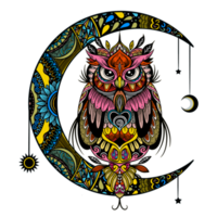 hibou coloré, illustration d'art illustration à motifs ethniques. png