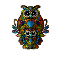 colorful owl , art illustration Ethnic patterned  illustration. png
