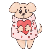 perro niña romántica. pegatina png