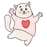 Cute cat in romantic sweater. sticker png