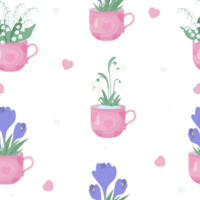 Seamless pattern with spring flowers png