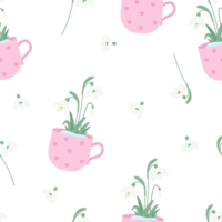 seamless pattern with snowdrops flowers png