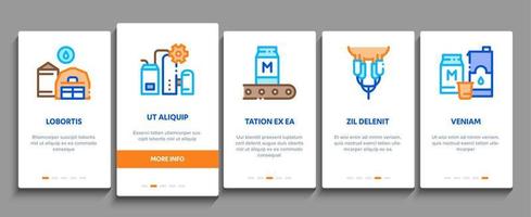 Milk Factory Product Onboarding Elements Icons Set Vector