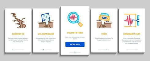 Earthquake Disaster Onboarding Elements Icons Set Vector