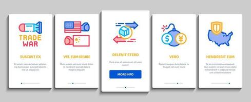 Trade War Business Onboarding Elements Icons Set Vector