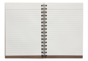 open spiral notebook isolated with clipping path for mockup png