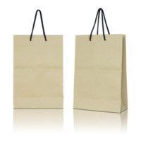 Brown paper bag isolated with reflect floor for mockup png