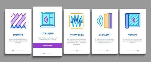 Soundproofing Building Material Onboarding Elements Icons Set Vector