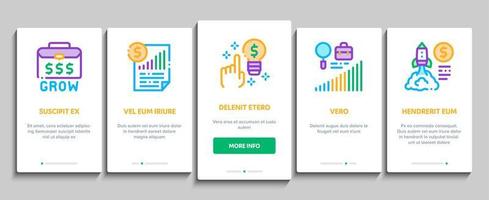 Business Growth And Management Onboarding Elements Icons Set Vector