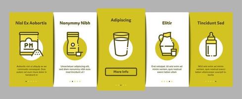 Dairy Drink And Food Onboarding Elements Icons Set Vector