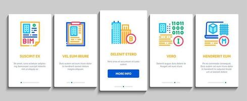 Bim Building Information Modeling Onboarding Elements Icons Set Vector