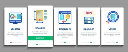 Bim Building Information Modeling Onboarding Elements Icons Set Vector