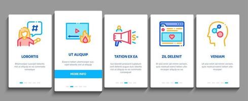 Blogger Internet Social Channel Onboarding Elements Icons Set Vector
