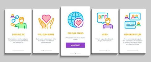 Friendship Relation Onboarding Elements Icons Set Vector