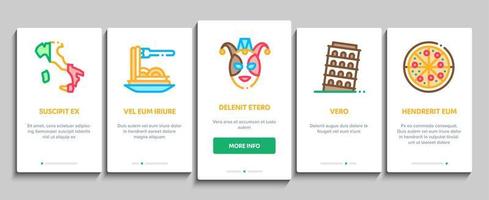 Italian Traditional Onboarding Elements Icons Set Vector