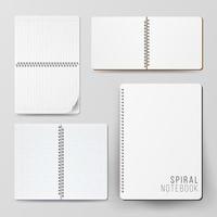 Spiral Empty Notepad Blank Mockup Set. Template For Advertising Branding, Corporate Identity. 3D Realistic Notebook Mockup. Blank Notebook With Clean Cover vector