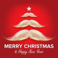 White Santa s Mustache In Form Of Christmas Tree. Merry Christmas And Happy New Year Card Design. Vector Illustration