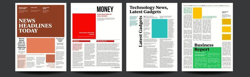 Newspaper Vector. With Text Article Column Design. Technology And Business News Article. Press Layout. Illustration