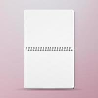 Spiral Empty Notepad Blank Mockup. Template For Advertising Branding, Corporate Identity. Opened Album With White Pages Mockup. Realistic Vector Illustration.