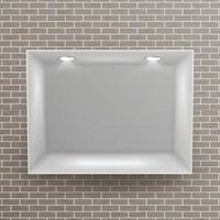 Empty Niche Vector. Realistic Brick Wall. Clean Shelf, Niche, Wall Showcase. Good For Presentations, Display Your Product. Illuminated Light Lamp vector