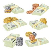 Realistic Money Stacks Vector. vector