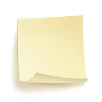 Paper Work Notes Isolated Vector. Realistic Yellow Paper Sticker On White Background With Soft Shadow vector