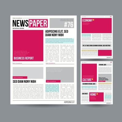 Tabloid Newspaper Design Template Vector. Images, Articles, Business Information. Daily Newspaper Journal Design. Illustration