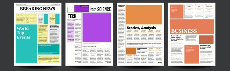 Newspaper Vector. Blank Daily Newspaper. Headline News. Reportage Information. Illustration