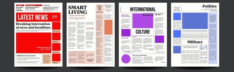 Newspaper Vector. Daily Journal Design. Financial News Articles, Advertising Business Information. Illustration