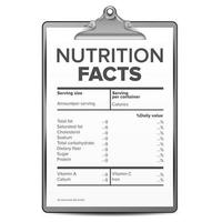 Nutrition Facts Vector. Blank, Template. Diet Calories List. For Box. Guideline. Ingredient Calories. Illustration vector