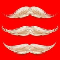 Santa s Mustache Vector. Christmas Realistic White Mustache. Different Types. Isolated Illustration vector