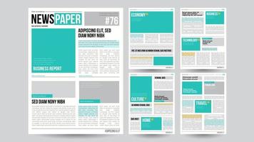 Newspaper Template Vector. Financial Articles, Business Information. Opening Editable Headlines Text Articles. Realistic Isolated Illustration vector