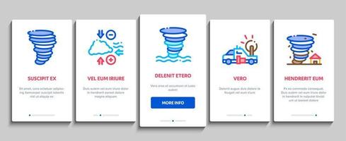 Tornado And Hurricane Onboarding Elements Icons Set Vector