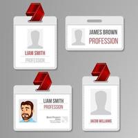 Identification Badge Set Vector. Id Card Blank. Name Template Profile Holder. Employee Identity. Human Badge Design. Person Isolated Illustration vector