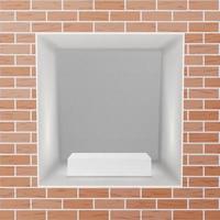 Empty Niche Vector. Realistic Brick Wall. Clean Shelf, Niche, Wall Showcase. Good For Presentations, Display Your Product. Illuminated Light Lamp vector