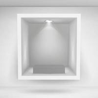 Empty Niche Vector. Realistic Clean Shelf, Niche, Wall Showcase. Good For Presentations, Display Your Product. Illuminated Light Lamp vector