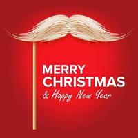 Santa s Mustache Vector. Classic Christmas Realistic White Mustache With Stick. Isolated Illustration vector