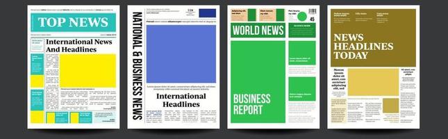 Newspaper Cover Set Vector. Abstract News Template. Blank Page Spaces For Images. Breaking. Realistic Pages Template. Page Layout. Columns And Photos. Illustration vector