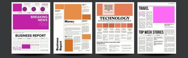 Newspaper Vector. Magazine Mockup Template. News Paper Tabloid Page Article. Breaking. Illustration vector