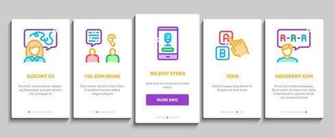 Speech Therapist Help Onboarding Elements Icons Set Vector