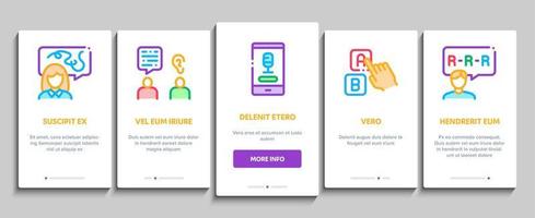 Speech Therapist Help Onboarding Elements Icons Set Vector