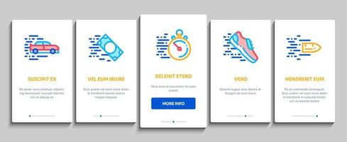 Speed Fast Motion Onboarding Elements Icons Set Vector