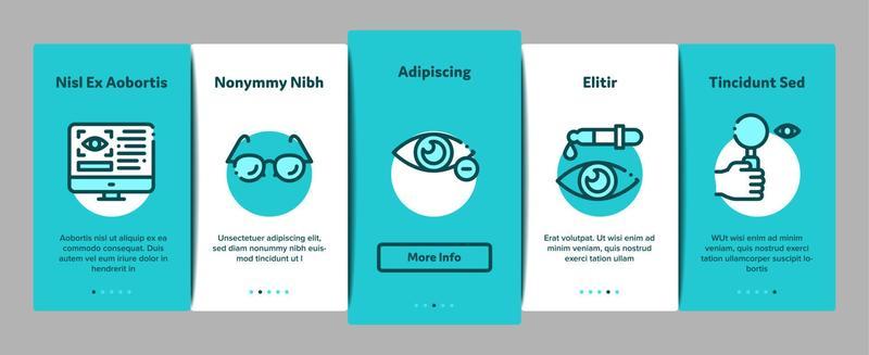 Optometry Medical Aid Onboarding Elements Icons Set Vector