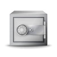 Metal Safe Realistic Vector. Safe Deposit. 3D Illustration Of A Safe Or Safety Deposit Box In The Key Code. vector