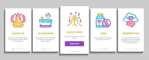 Meditation Practice Onboarding Elements Icons Set Vector