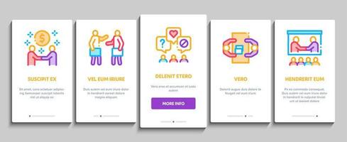 Business Meeting Onboarding Elements Icons Set Vector