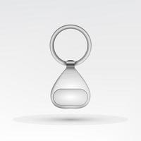 Realistic Template Metal Keychain Vector. 3d Key Chain With Ring For Key Isolated On White Background vector