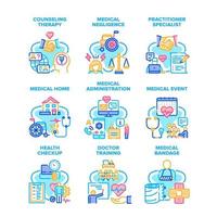 Health Checkup Set Icons Vector Illustrations