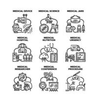 Medical Science Set Icons Vector Illustrations