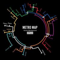 vector de mapa de metro. mapa subterráneo imaginario. fondo colorido con estaciones